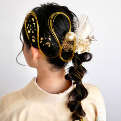 F159 ドライフラワー　水引アレンジ　髪飾り　卒業式　袴　成人式　振袖　結婚式