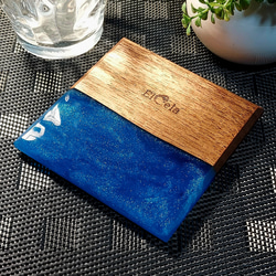 [幸福時刻杯墊] Elcela Wood Resin Wooden Blue Polished Finish 第1張的照片