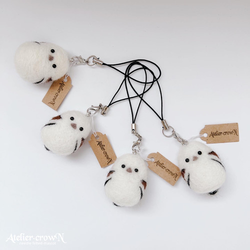 受注制作（シマエナガ）ブローチor置型orボールチェーン等 えらべます