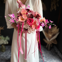 花束•*・ピンクチューリップ×白ガーベラ ブーケ ほうき星☆ 通販