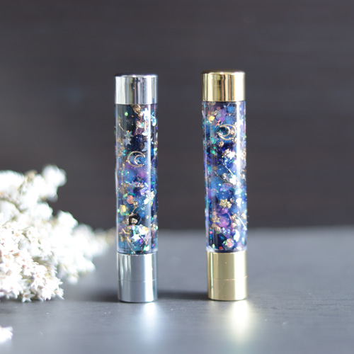 ハーバリウム印鑑（シャチハタ)～天体観測・満点の星空/ゴールド～無料