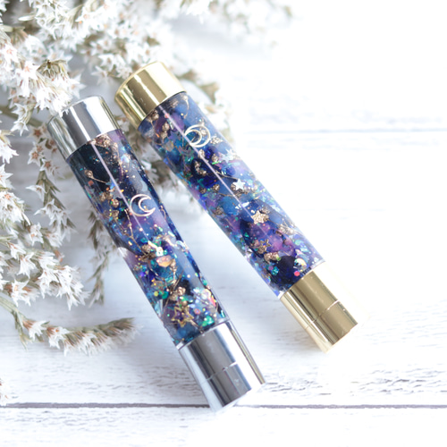 ハーバリウム印鑑（シャチハタ)～天体観測・満点の星空/ゴールド～無料