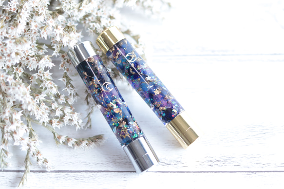 ハーバリウム印鑑（シャチハタ)～天体観測・満点の星空/ゴールド～無料