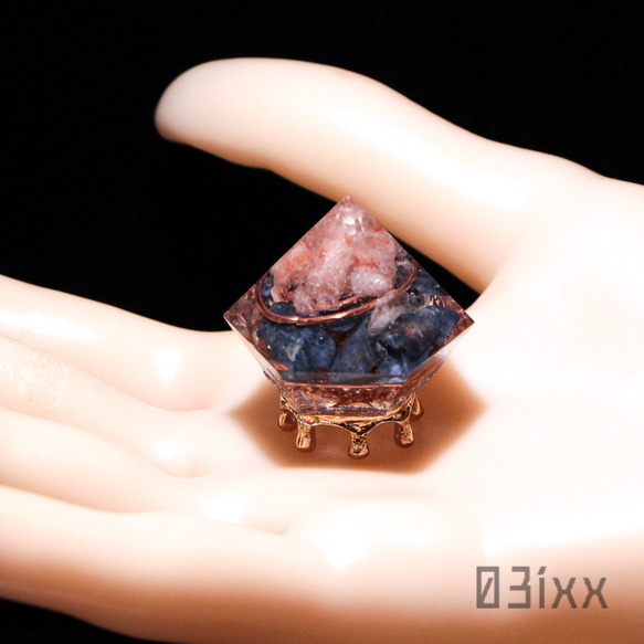 盛塩 オルゴナイト ダイヤ型 サファイア 青玉 9月誕生石 天然石 インテリア 11枚目の画像