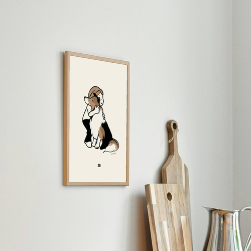 犬のイラスト アート作品 フレーム付き 親友】犬種が選べる名入れ可能 フレーム付き犬のイラストポスター 北欧