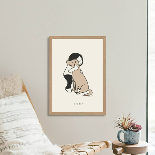親友】犬種が選べる名入れ可能 フレーム付き犬のイラストポスター 北欧