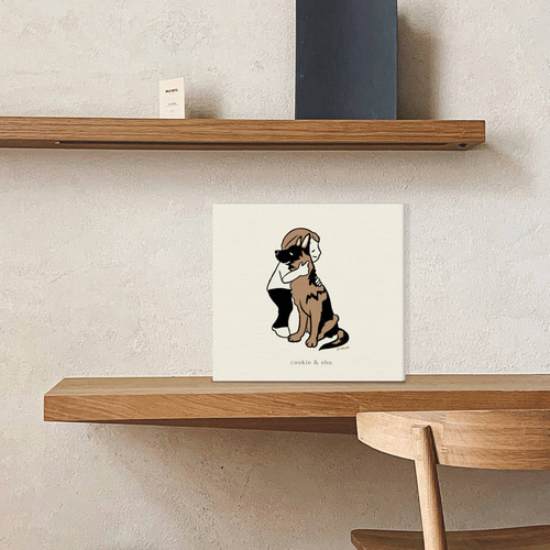 親友】犬種が選べる名入れ可能 フレーム付き犬のイラストポスター 北欧