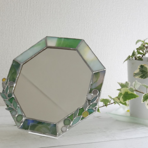 *✴︎:.。グリーンの八角形の鏡♪　（20size/Max24） ✴︎:.。グリーンの八角形の鏡♪ （20size/Max24）