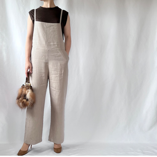 国産リネン100% きれいめ サロペット】大人なオールインワン ヘビロテ