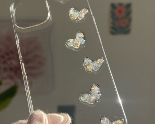 R51小つぶちょうちょう 蝶々 クリアケース スマホケース iPhoneケース