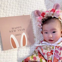 ベビーうさ耳カチューシャ ピンク系 ニューボーンフォト ハーフ