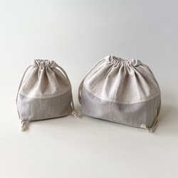 【生地リニューアル】ハーフリネン　バイカラーのコップ袋　選べるカラーとサイズ　給食袋　タグ付き(オプション)にも 7枚目の画像