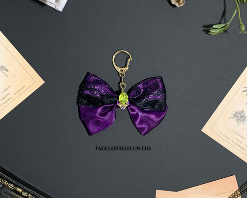 ヴィランズ 『茨の魔女の娘』紫のサテンリボンとコウモリの