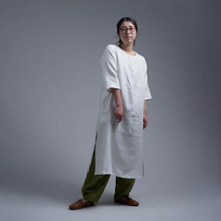 【プレミアム】 Linen dress スリットワンピース / ホワイト a032j-wht1 1枚目の画像