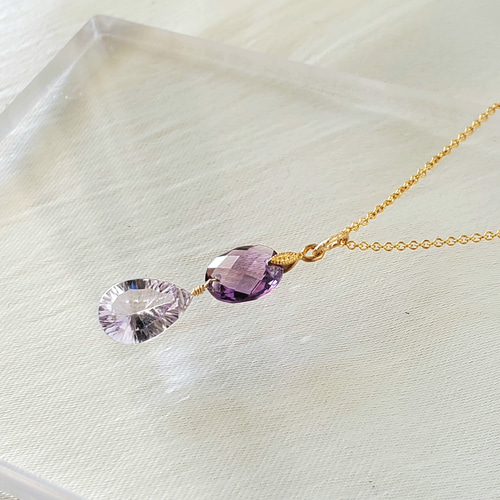 viola 〜 アメジスト&ピンクアメジストのK14gfネックレス ネックレス