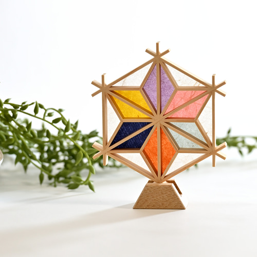 組子と和紙のステンドグラス【あさのは】 タペストリー・壁掛け