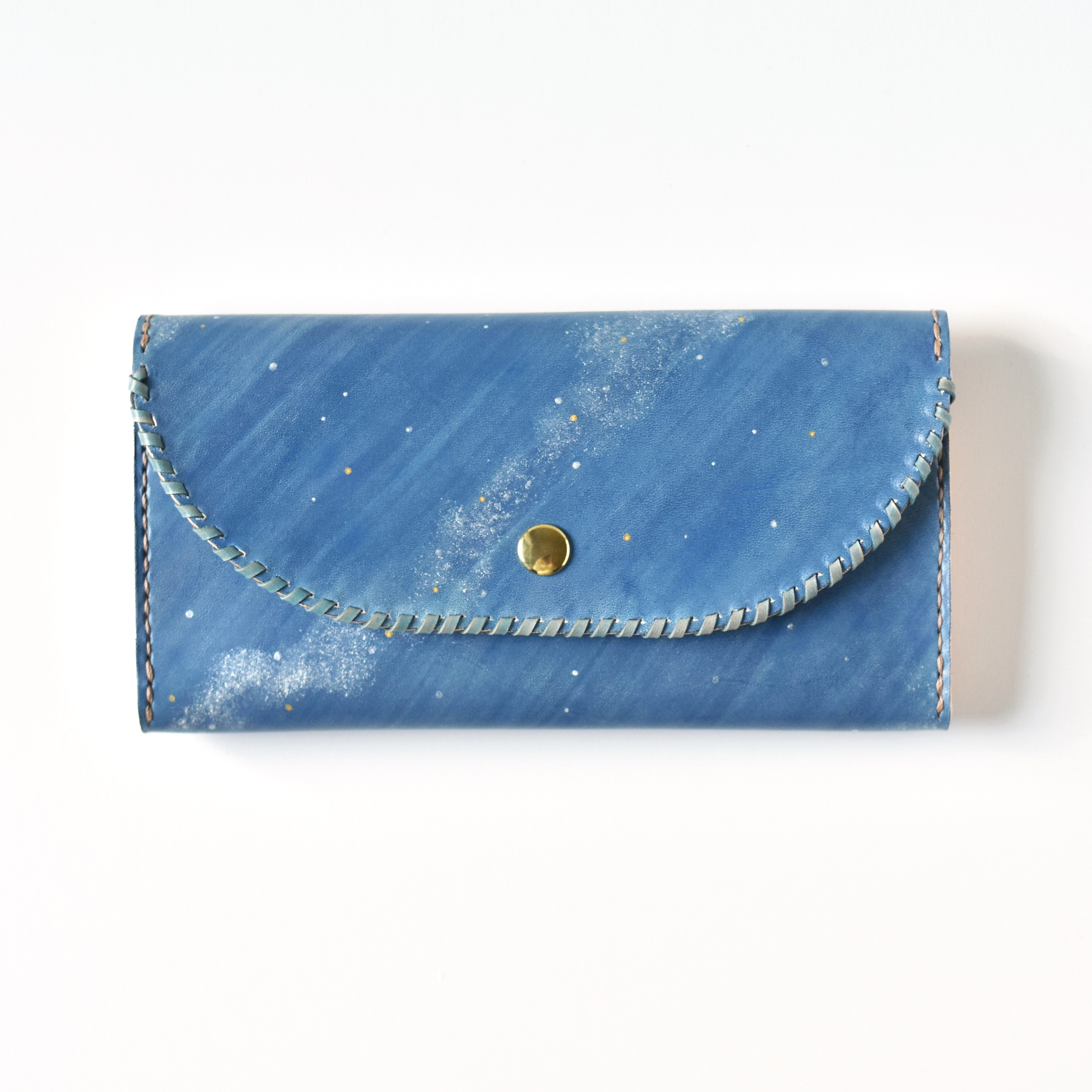 革の手染め財布 「星空（三つ折り長財布）」