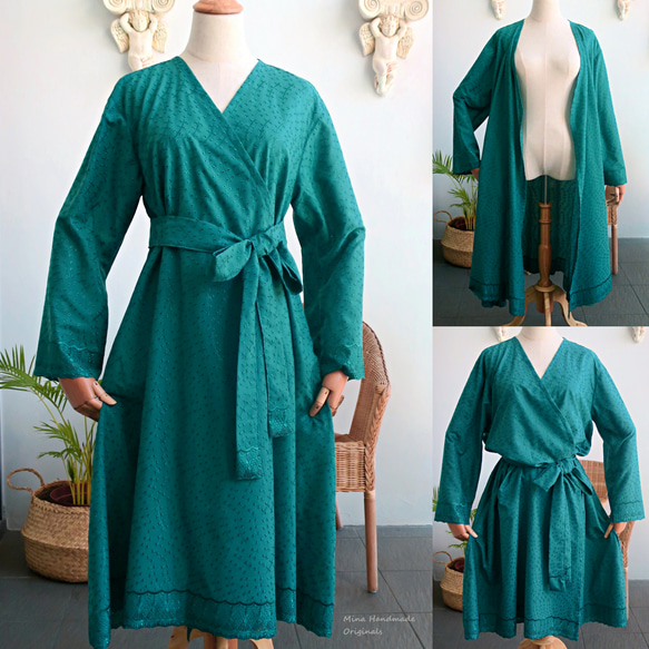 一枚で何通りも着こなせる「くすみカラー」のコート・羽織もの・チュニック（シンガポールから送料無料） 1枚目の画像