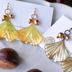 Ginkgo leaves pierced earring 第5張的照片