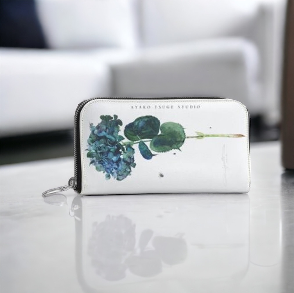 英国高級ナッパレザー　青い蜂とターコイズウォータードロップラウンドファスナー財布