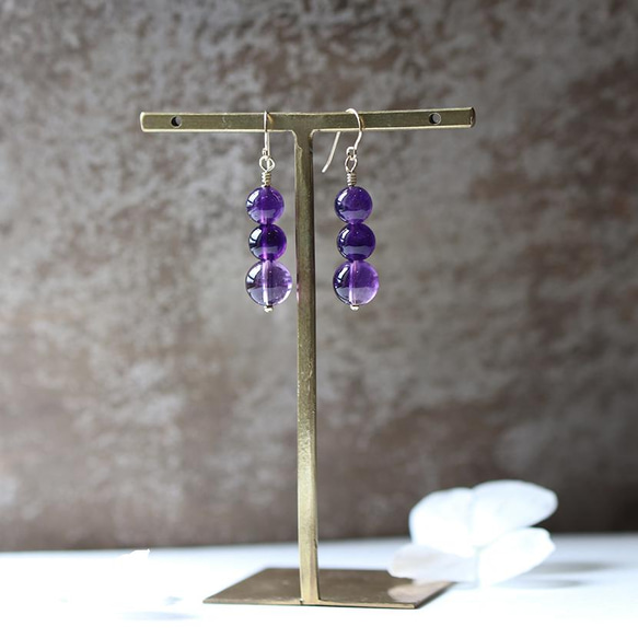 14Kgf紫水晶天然石耳環/耳環防過敏--新鮮採摘的葡萄-- 第2張的照片