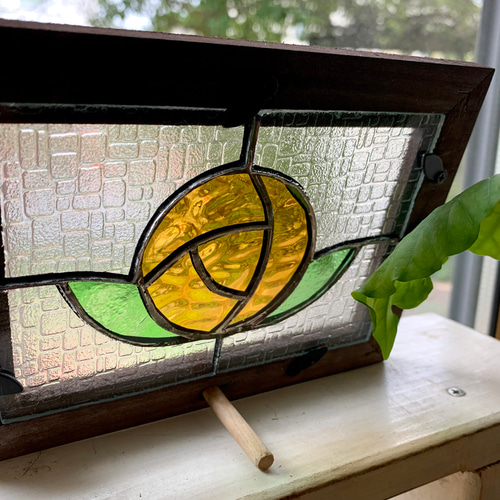 ステンドグラス※パネル※Rose 枠ブラウン その他インテリア雑貨 Glass