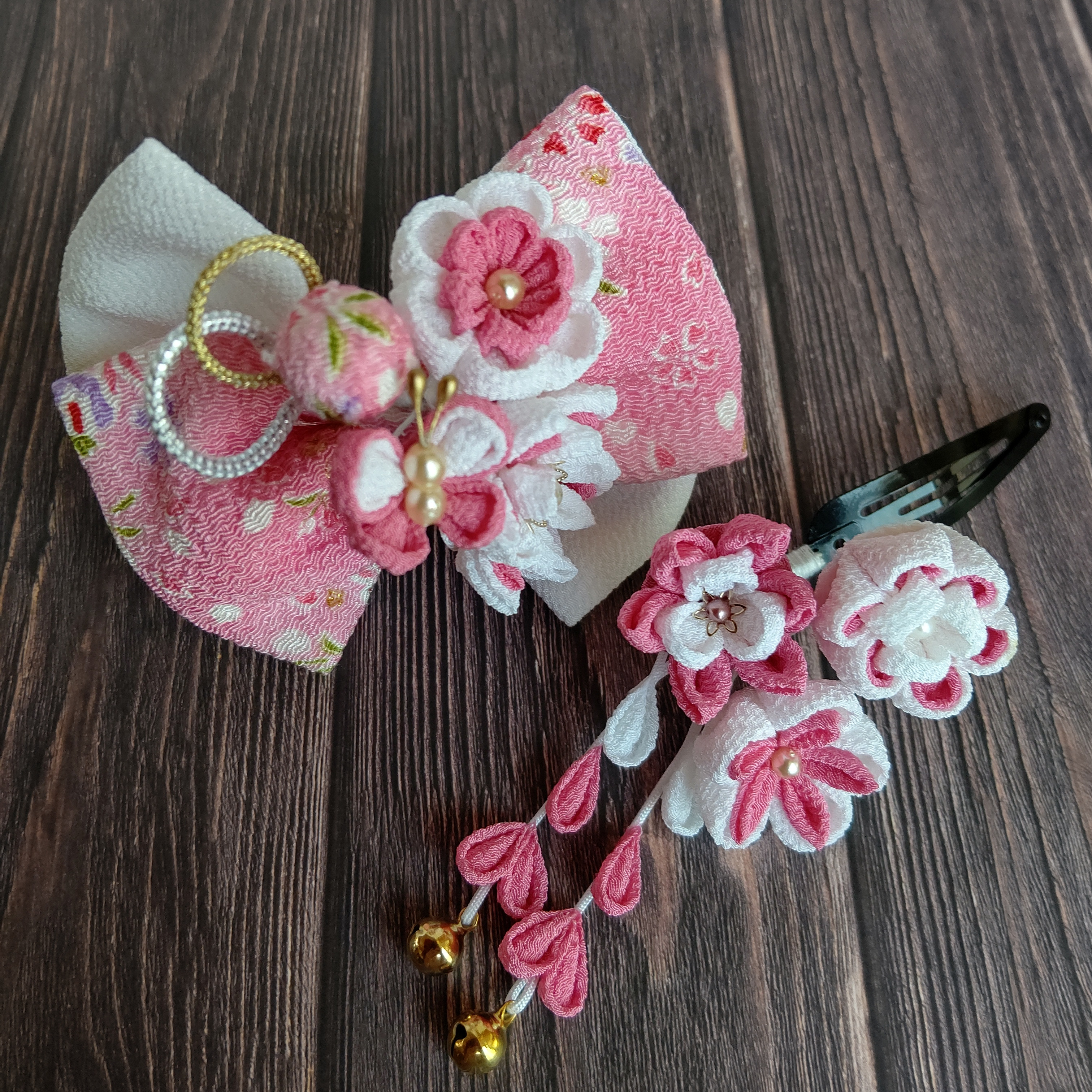 七五三髪飾り　ピンク　水色ピンク髪飾り　つまみ細工髪飾り　Rose つまみ細工髪飾り ピンク 結婚式 成人式 卒業式 七五三｜Yahoo