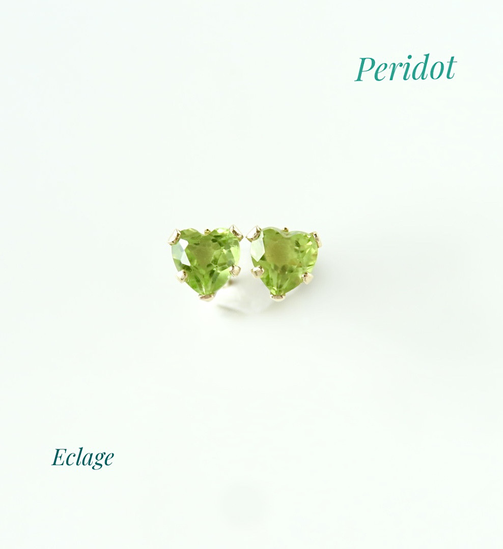 〈14kgf〉ハートのペリドットピアス