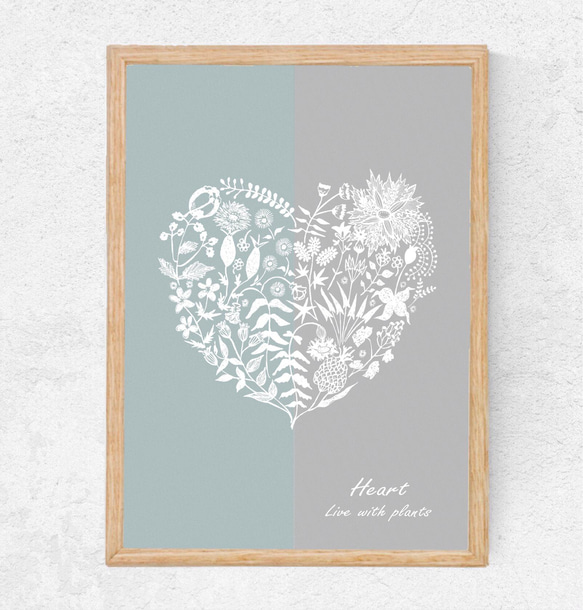 ハート✴︎ 北欧柄インテリアポスター【ブルーグレー】 その他