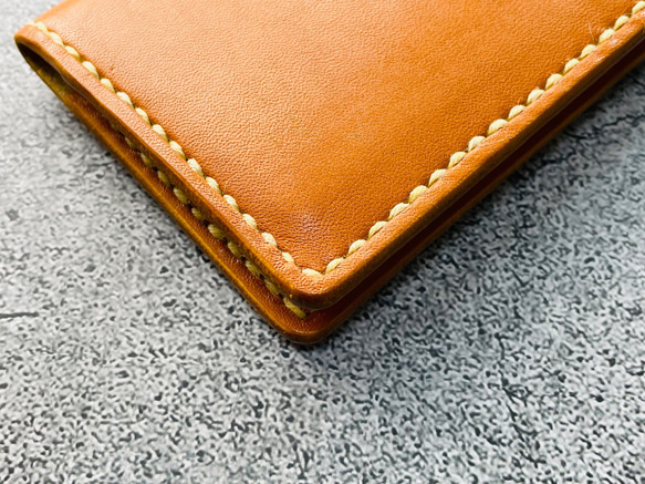 【手縫】キャメル色本革名刺入れケース（キャメル糸） 5枚目の画像