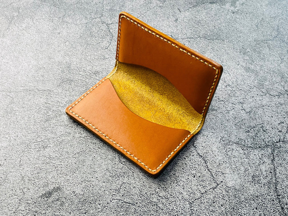 【手縫】キャメル色本革名刺入れケース（キャメル糸） 6枚目の画像