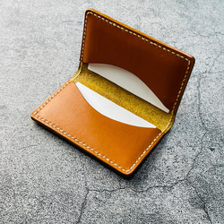 【手縫】キャメル色本革名刺入れケース（キャメル糸） 2枚目の画像