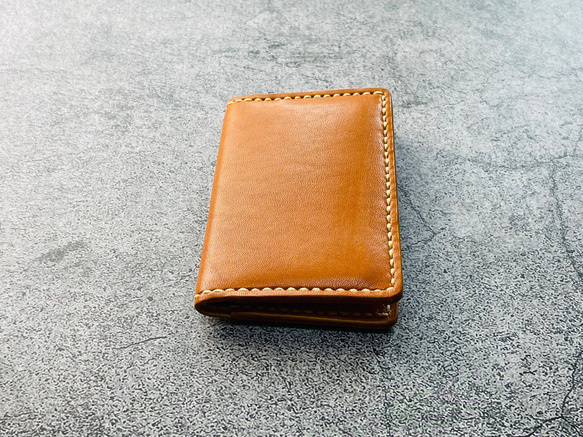 【手縫】キャメル色本革名刺入れケース（キャメル糸） 4枚目の画像
