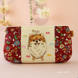 ポメラニアン刺繍ポーチ ポーチ maru_miki 通販 12533461｜Creema