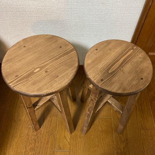 丸椅子H58cｍ ハイスツール 木製 椅子 アンティーク ウォルナット 軽い 