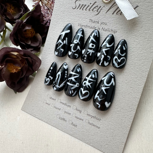 喘ぎネイル 地雷 量産型 ネイルチップ ネイルチップ（つけ爪） Smiley