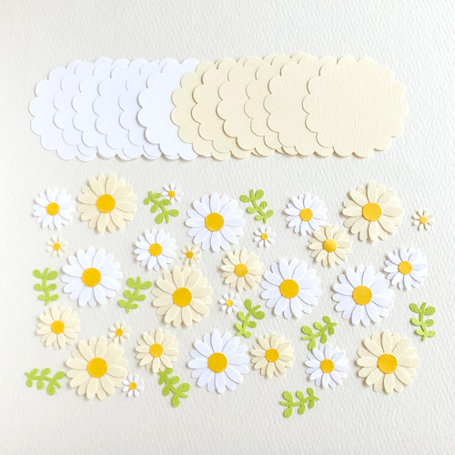 クラフトパンチのカード(4.5cm)とお花〜デイジー 色紙 寄せ書き
