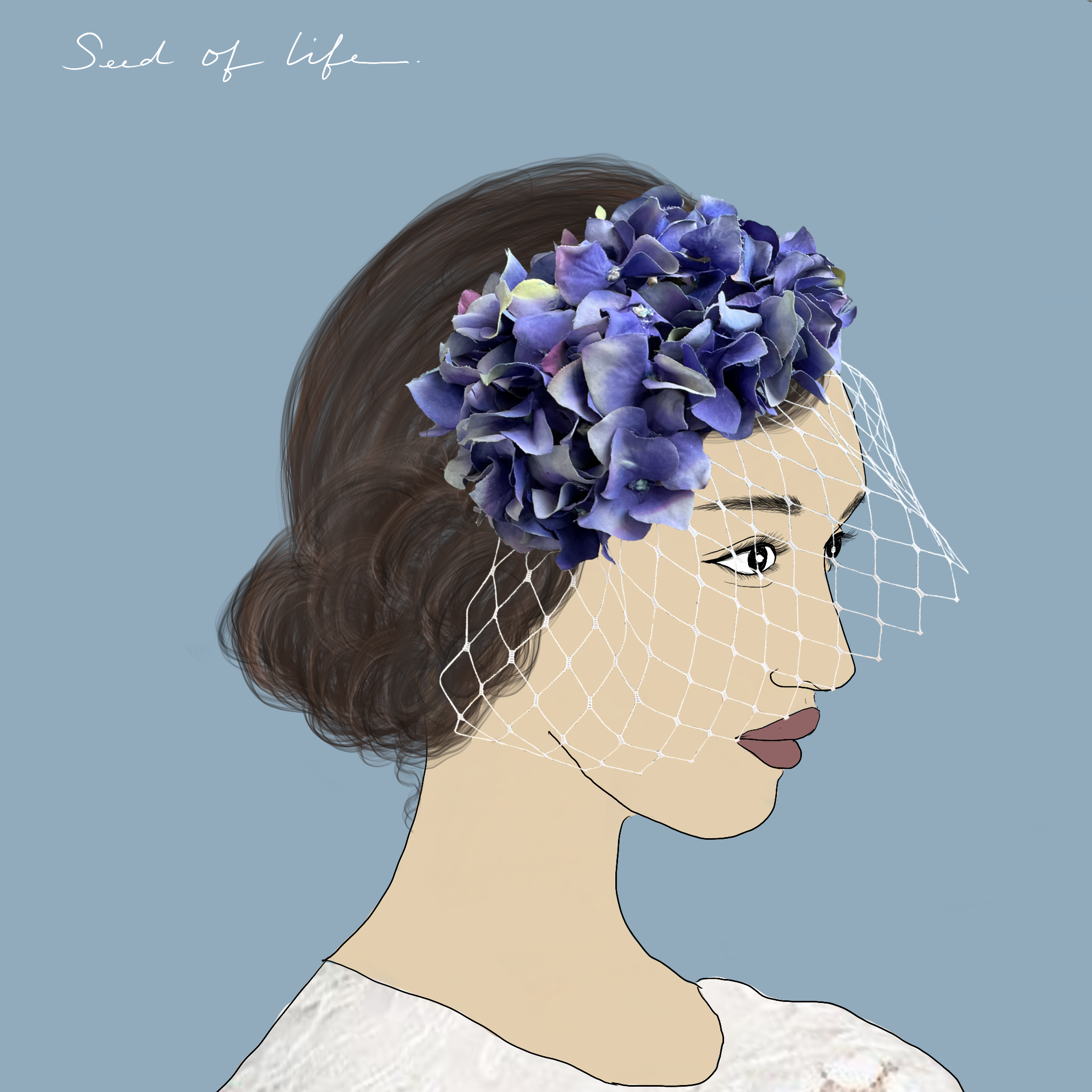 ❁Head Dress❁アンティークブルーのボンネ【30910】 ヘッド