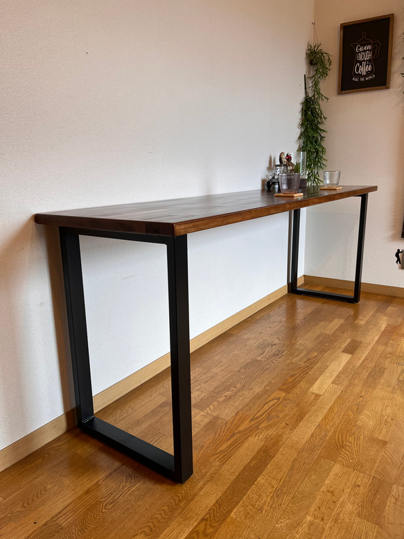 カウンターテーブル ロ型アイアン脚 1800×500×710mm ローテーブル