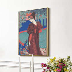 NO.228】女性と孔雀のアートポスター☆おしゃれエスニックオリエンタル