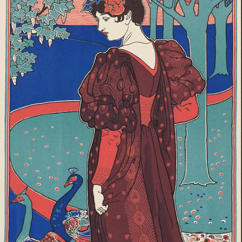 NO.228】女性と孔雀のアートポスター☆おしゃれエスニックオリエンタル