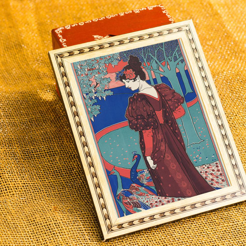 NO.228】女性と孔雀のアートポスター☆おしゃれエスニックオリエンタル