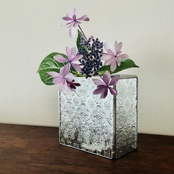 【受注制作品・再販】ステンドグラス 花瓶 Block（花・クリア） 1枚目の画像