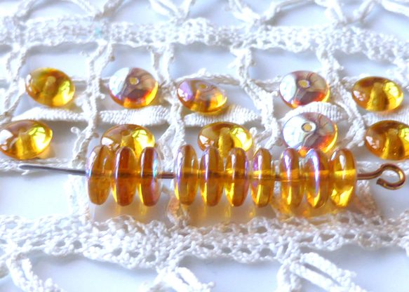 山吹オーロラの輪　チェコビーズCzech Glass Beads10個 1枚目の画像