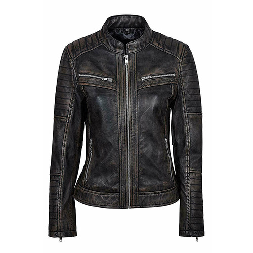 羊革キルティングショルダーワックスジャケット Sheep Leather