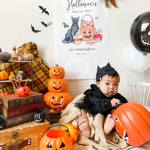特集掲載【全4種類】ハロウィン タペストリー かぼちゃ 撮影