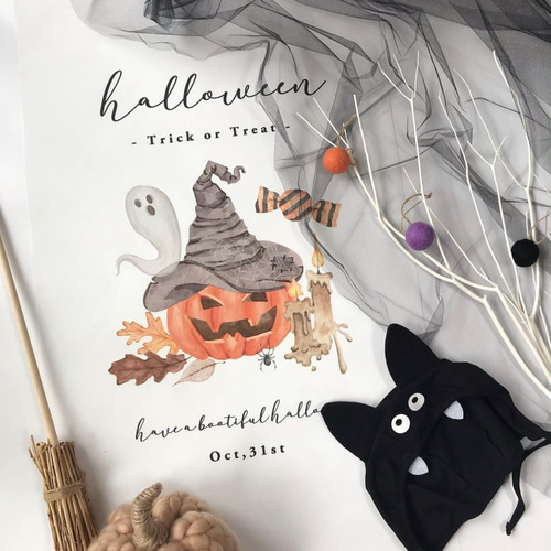 特集掲載【全4種類】ハロウィン タペストリー かぼちゃ 撮影アイテム