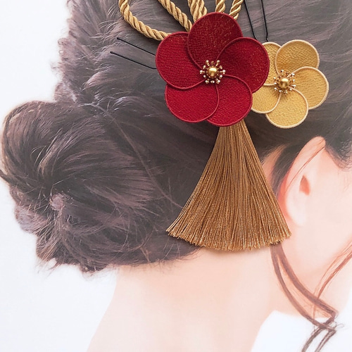 和装髪飾り　椿髪飾りセット成人式髪飾り卒業式袴着物振袖ヘアアクセサリー七五三 成人式 卒業式 袴 髪飾り ベージュ こげ茶 グレー くすみ椿