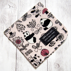 大人のガーゼハンカチ☆北欧調 パンダ・ピンク（24㎝×24㎝） 2枚目の画像