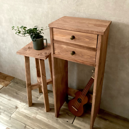 チェストとスツールのセット】木製 玄関収納 かわいい四つ脚 チェストとスツールのセット】木製 玄関収納 かわいい四つ脚